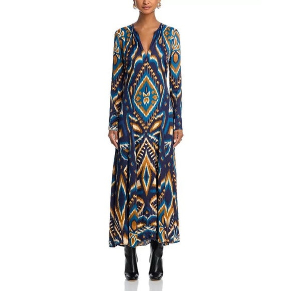 Stylish Blue and Brown Patterned Dress